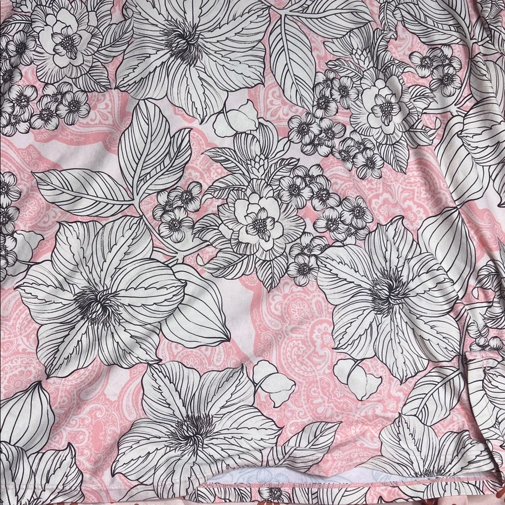 Johnny Was Active Pink/Black Floral Long-Sleeve Tee Boho Casual Blosue - Picture 7 of 8